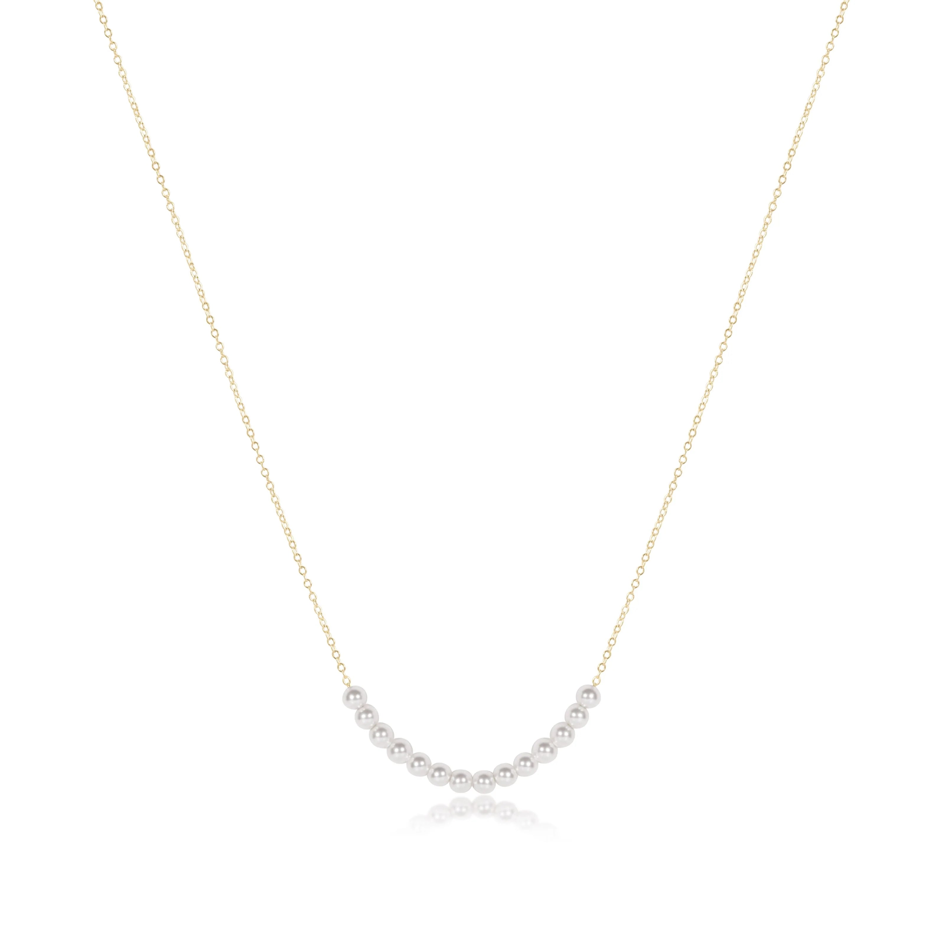 4mm Pearls on a Gold Chain Necklace