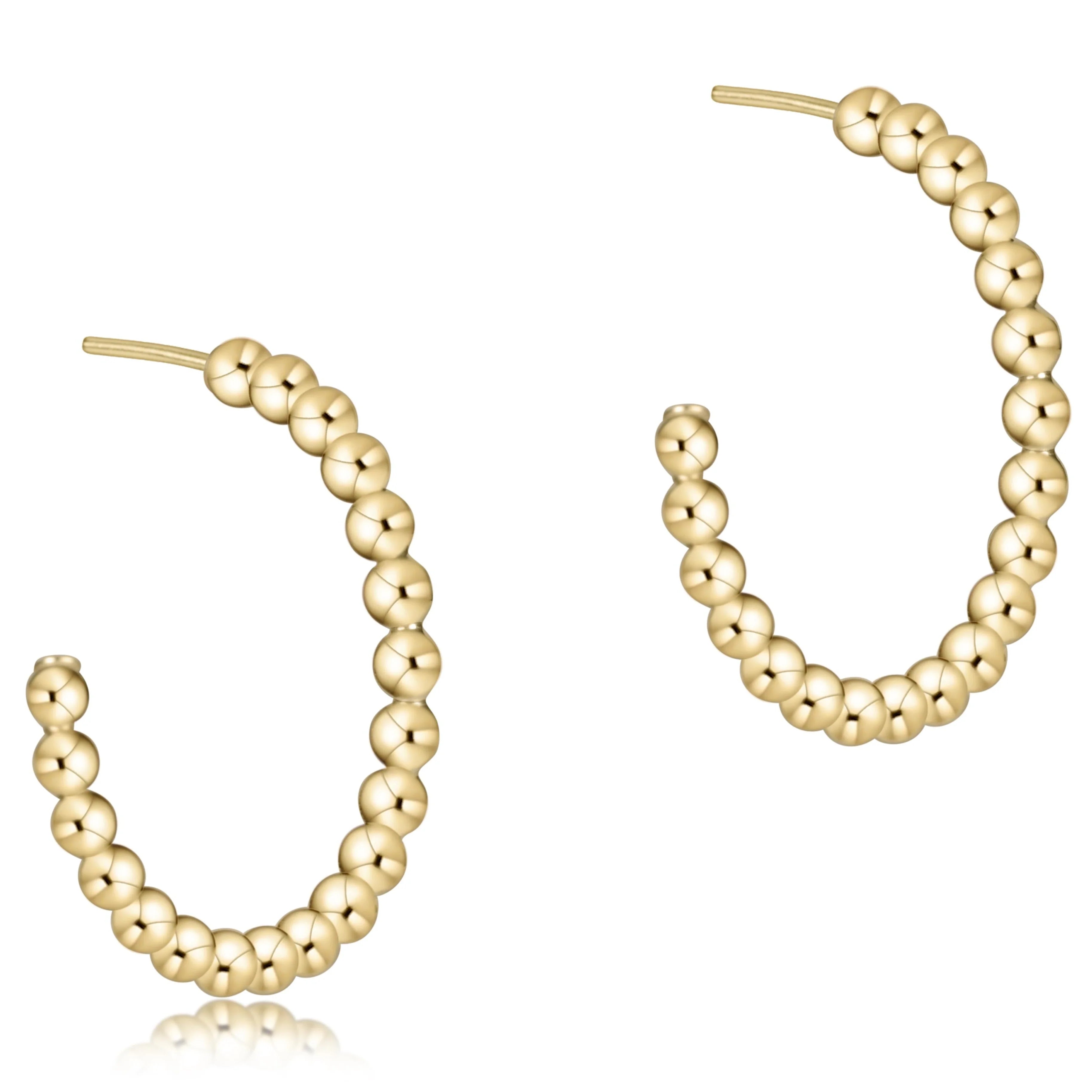 Beaded Classic 1.25" Post Hoop Gold (3 Sizes)