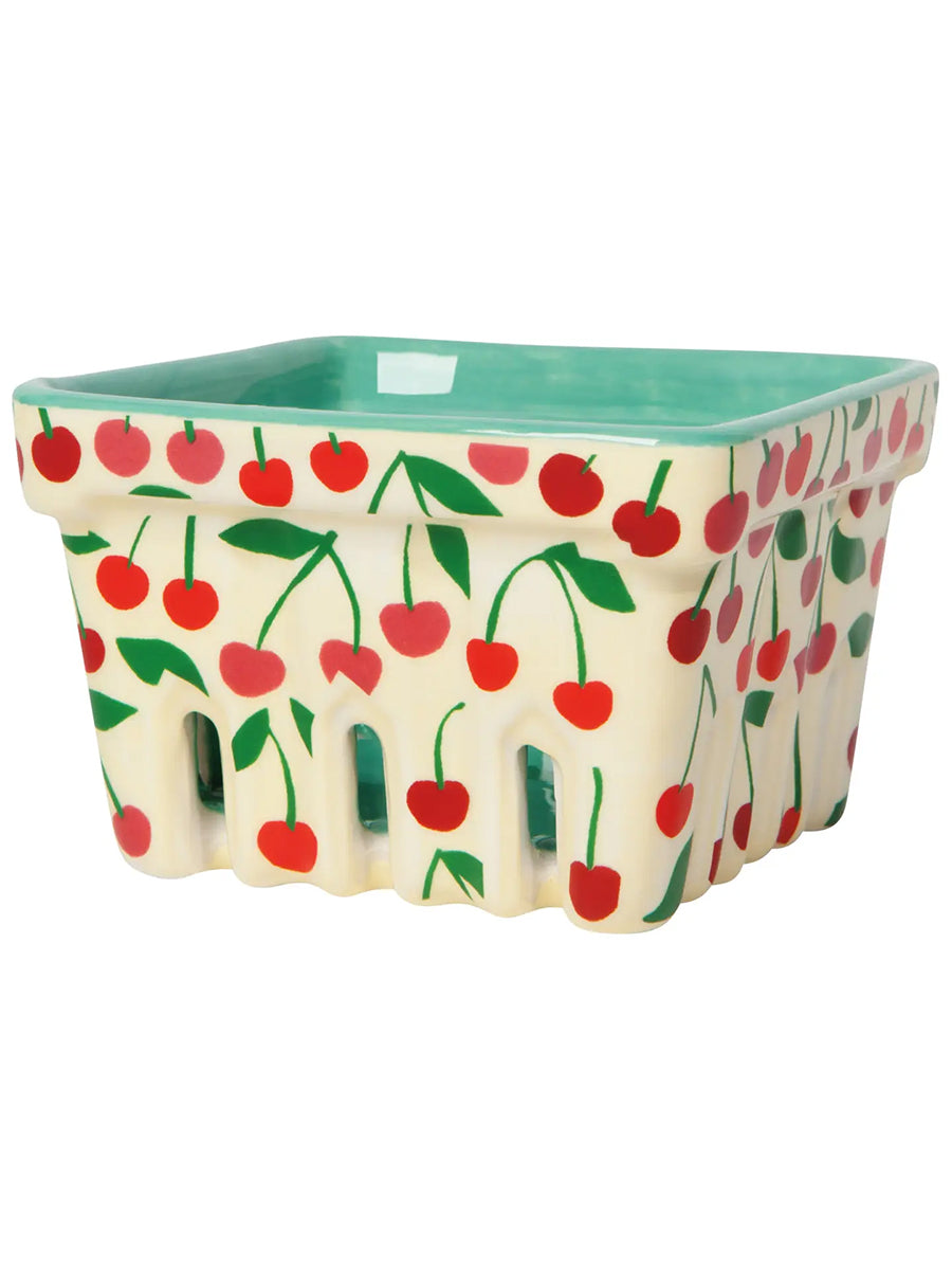 Cherries ceramic berry basket