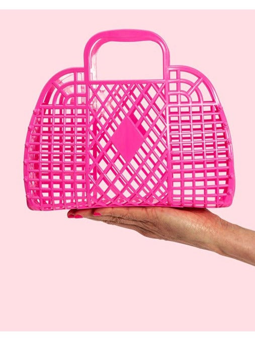 Hot Pink Plastic Tote Basket
