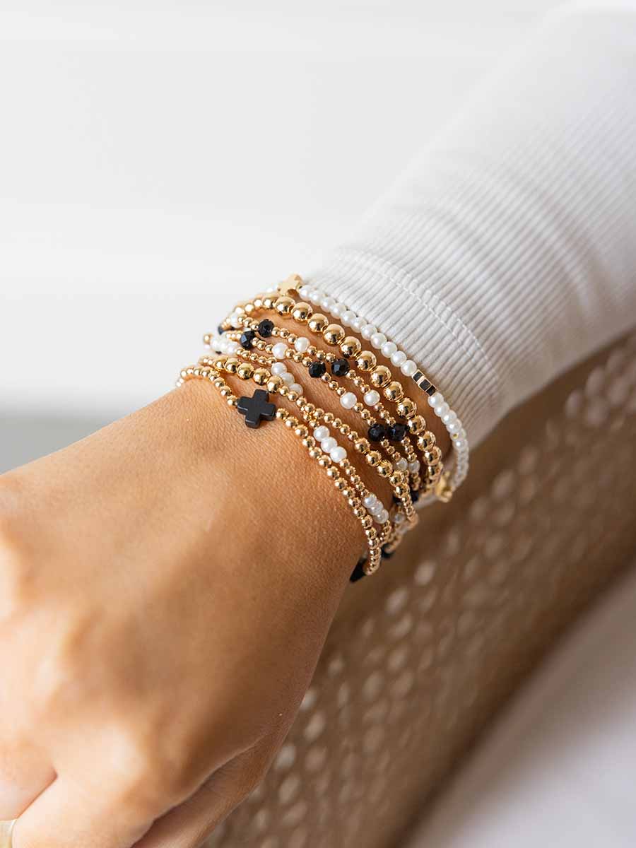 Stretch Beaded Bracelets with Cross Charms (2 Colors) **Doorbuster**