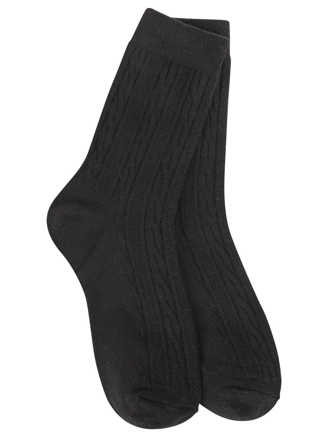 Black Cable Crew Socks