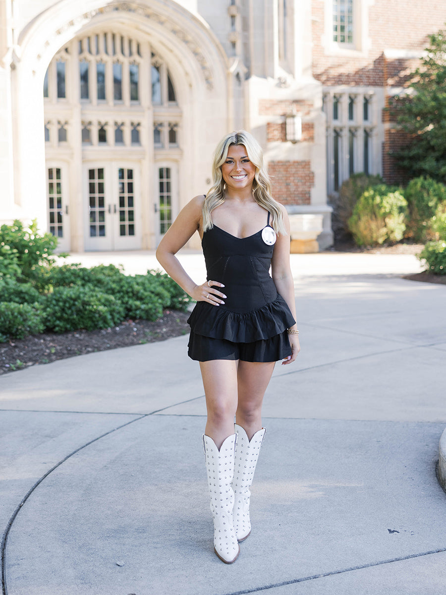 Black Tiered Ruffle Romper