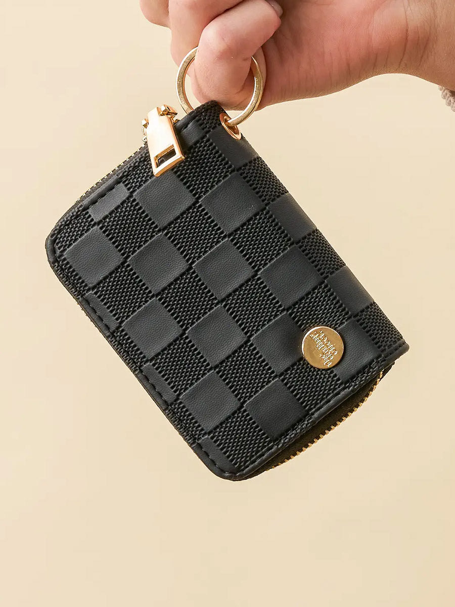 Black Checked Textured ID Wallet