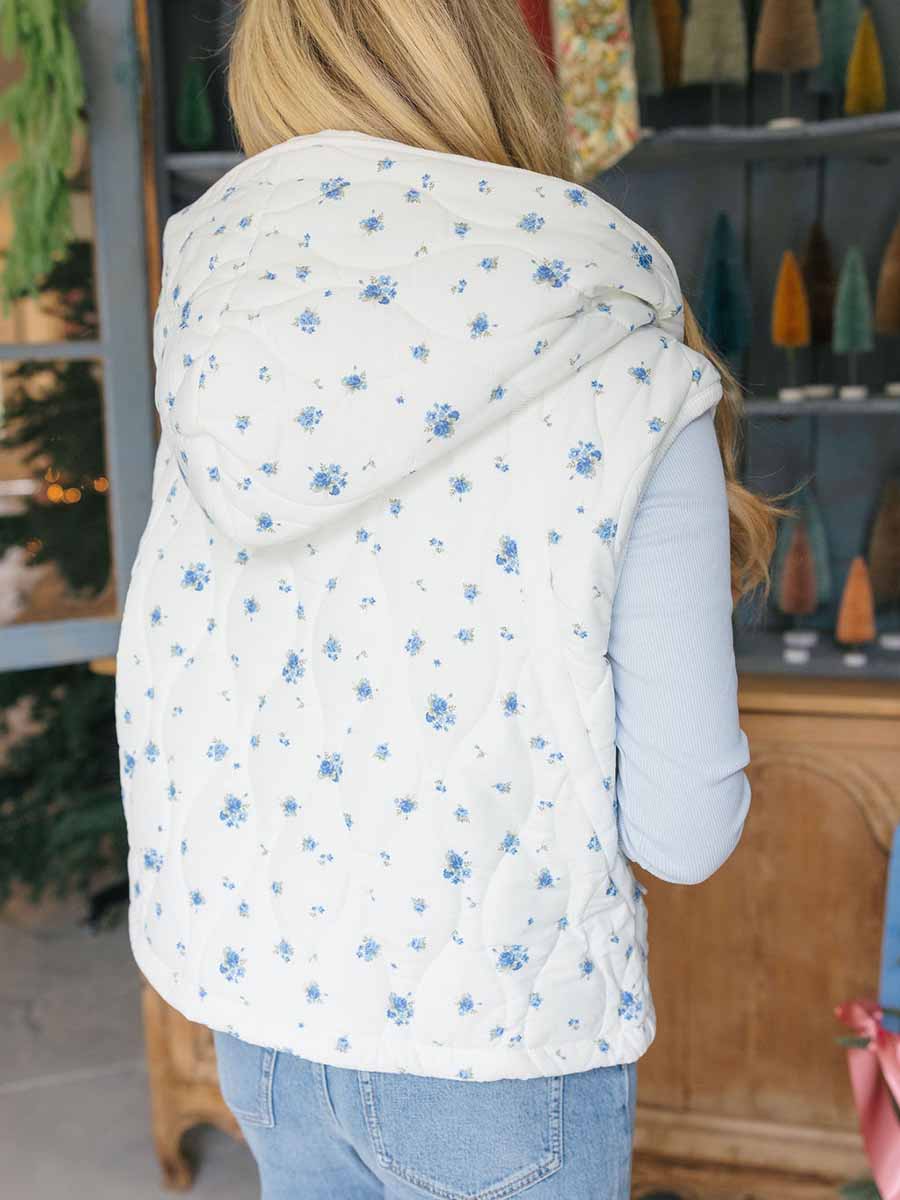 Ditsy Floral Quilted Puffer Vest