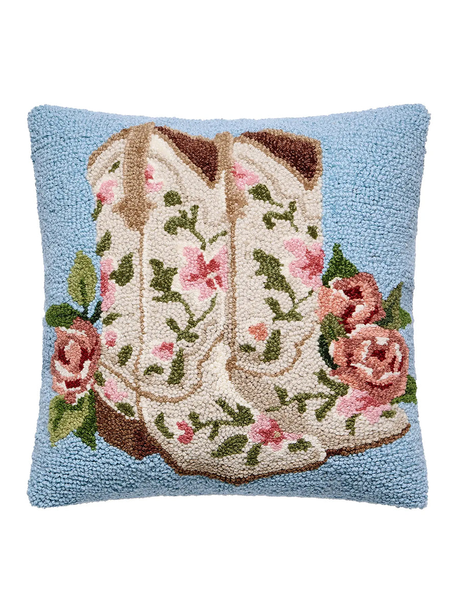 Floral Cowgirl Boots Hook Pillow