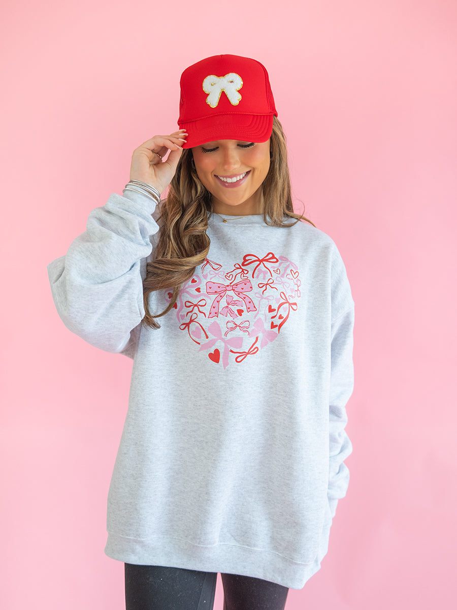 Bow Heart Crew Sweatshirt