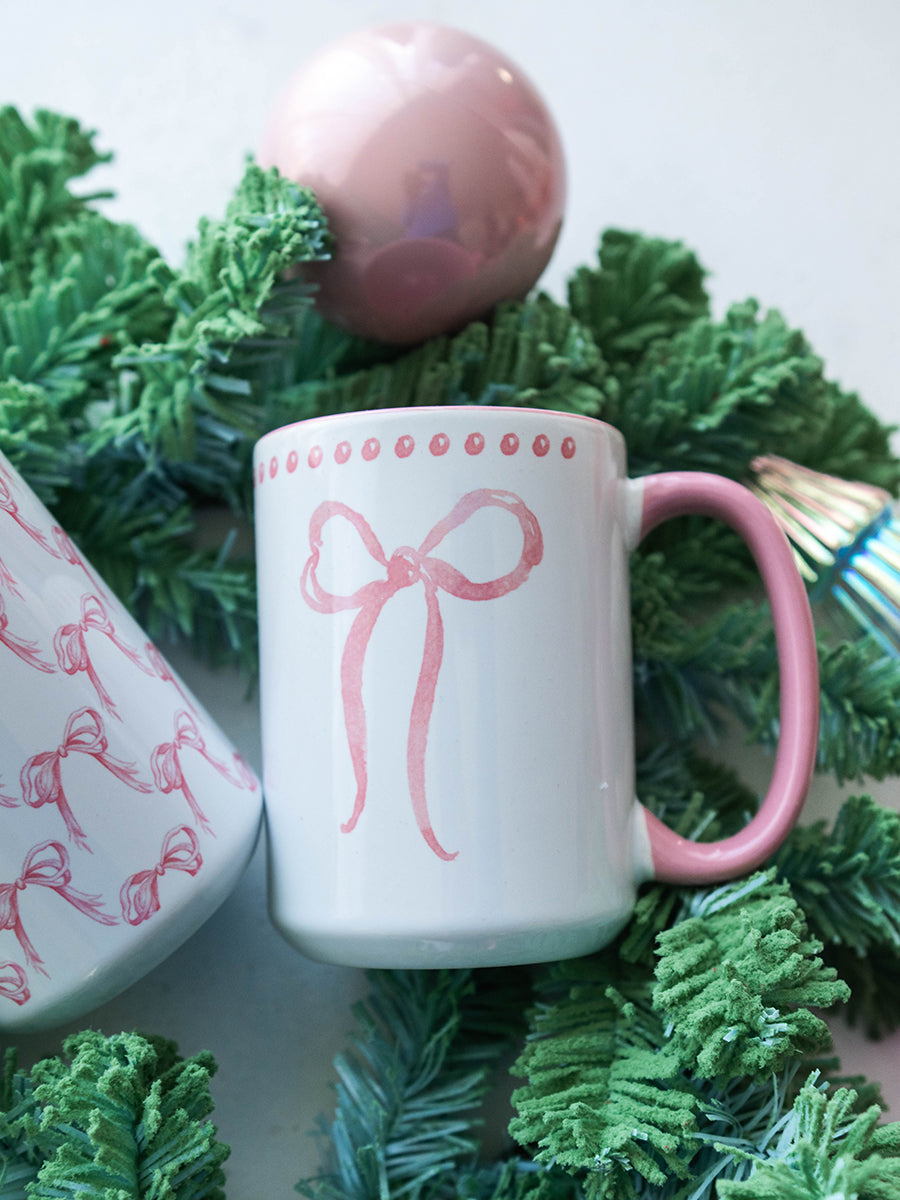 Pink Bow Watercolor Mug