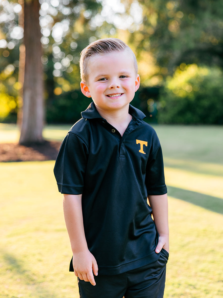 Boys "Power T" Black Polo Shirt