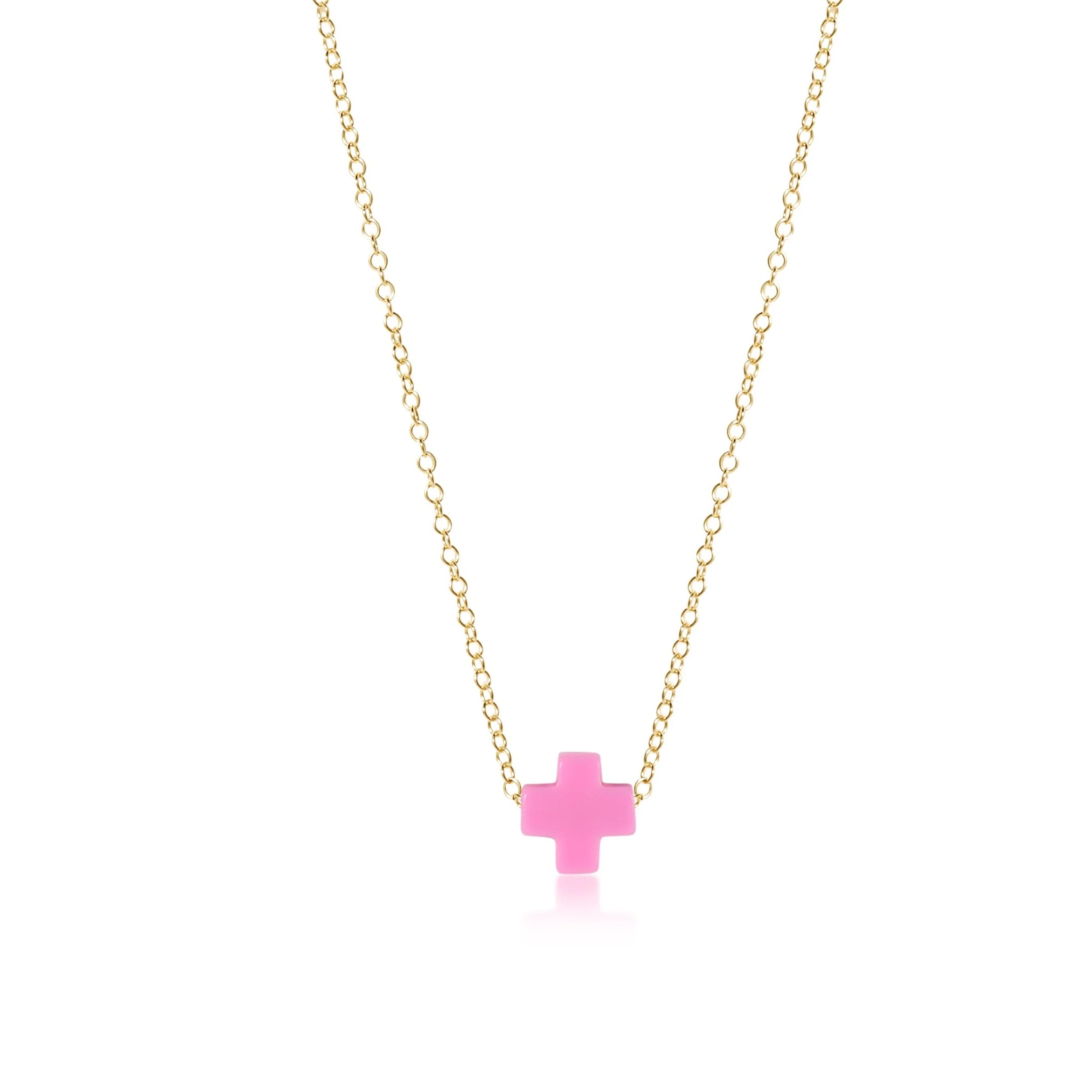 Pink Cross on Gold Chain by E-Newton