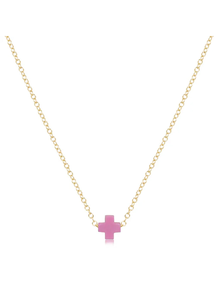 16" Small Signature Cross Necklace, Gold (12 Colors)