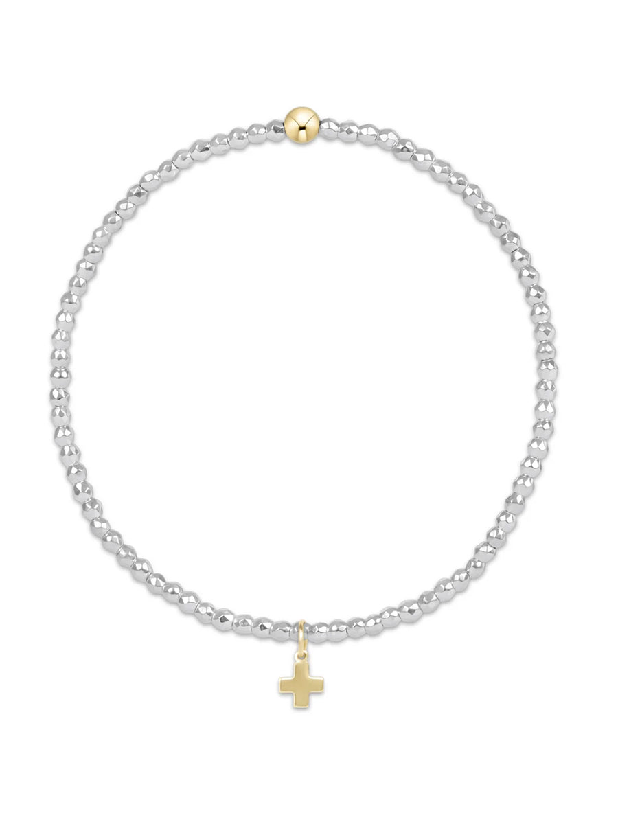 Signature Cross Charm 2mm Bead Bracelet, Gemstone (3 Colors)