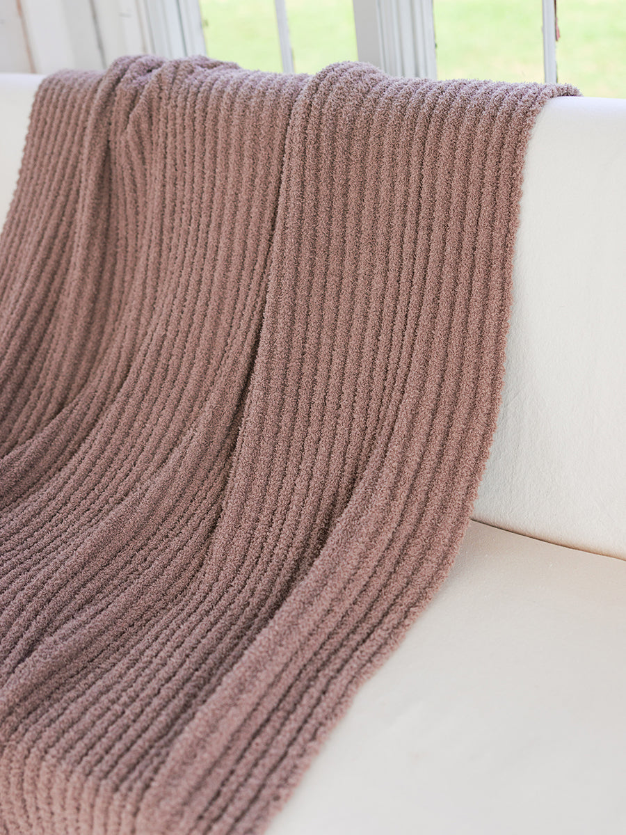 Ribbed Soft Brown Blanket