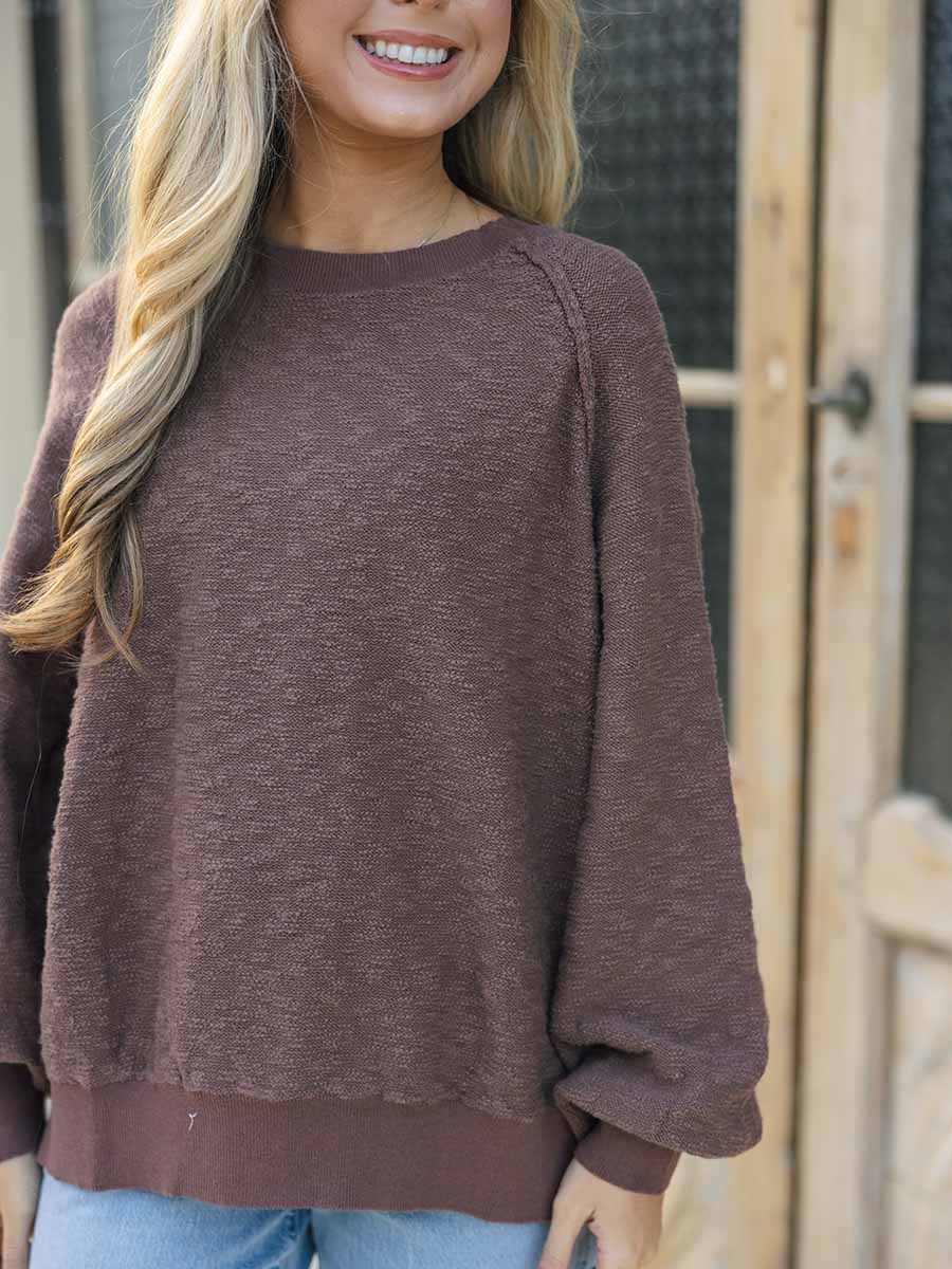 Raglan Sleeve Brown Sweatshirt