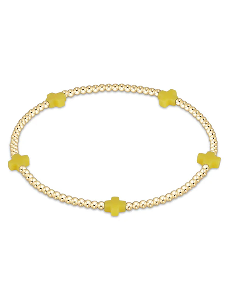 Small Signature Cross Bracelet 2mm, Gold (14 Colors)