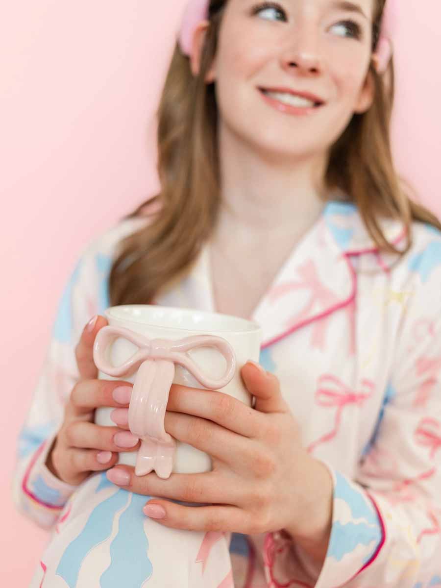Blush Pink Bow Ceramic Coffee Mug **Doorbuster**