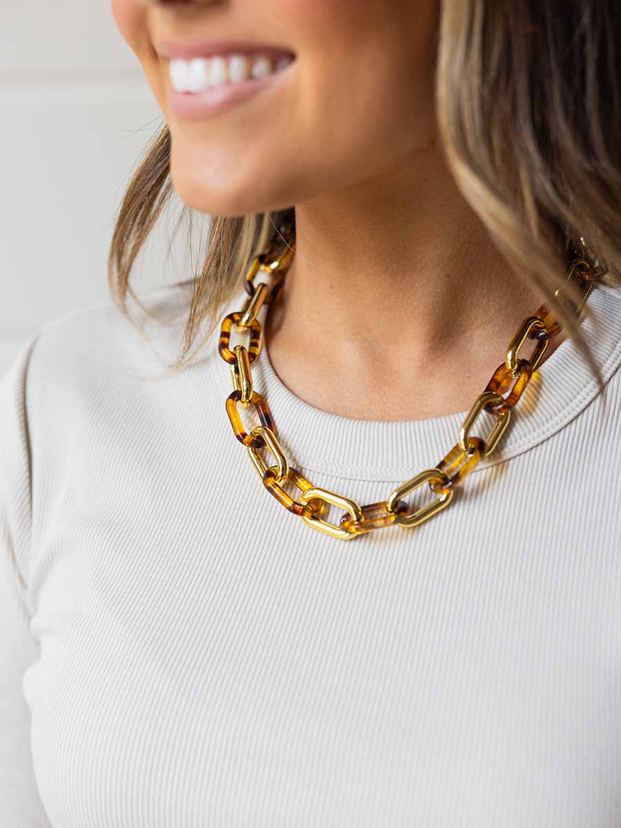 Cheetah Print Acrylic Link Necklace **Doorbuster**
