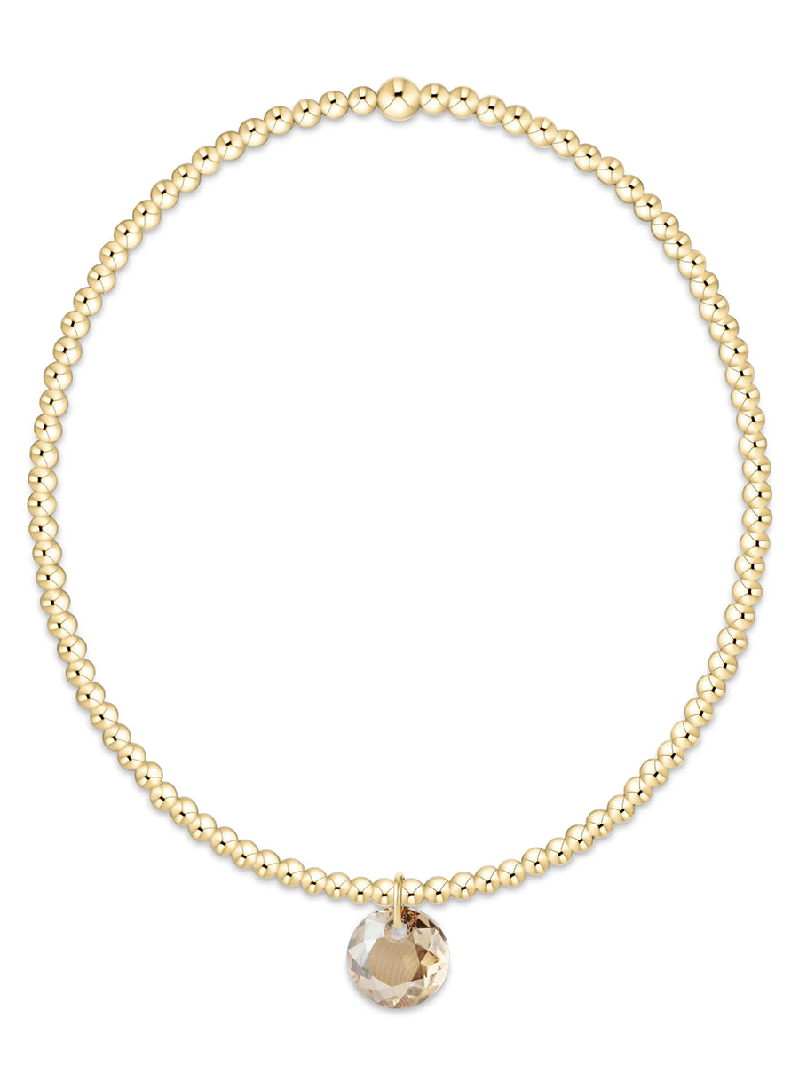 Classic Gold 2mm Bracelet-Small Reflection Charm (12 Colors)