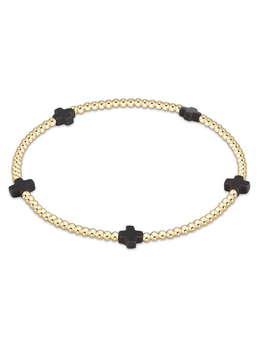 Small Signature Cross Bracelet 2mm, Gold (14 Colors)