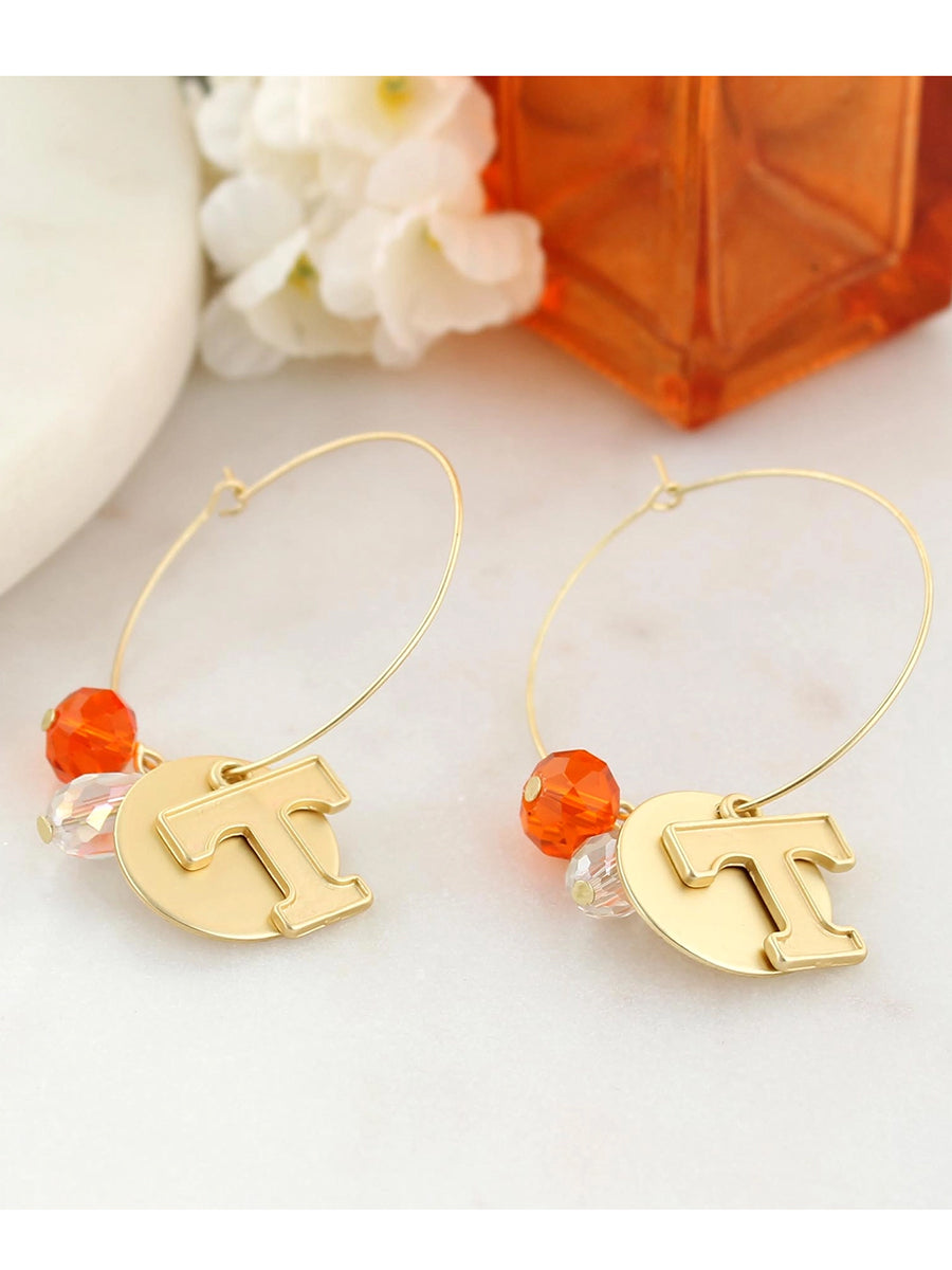 Power T Charms Hoop Earrings