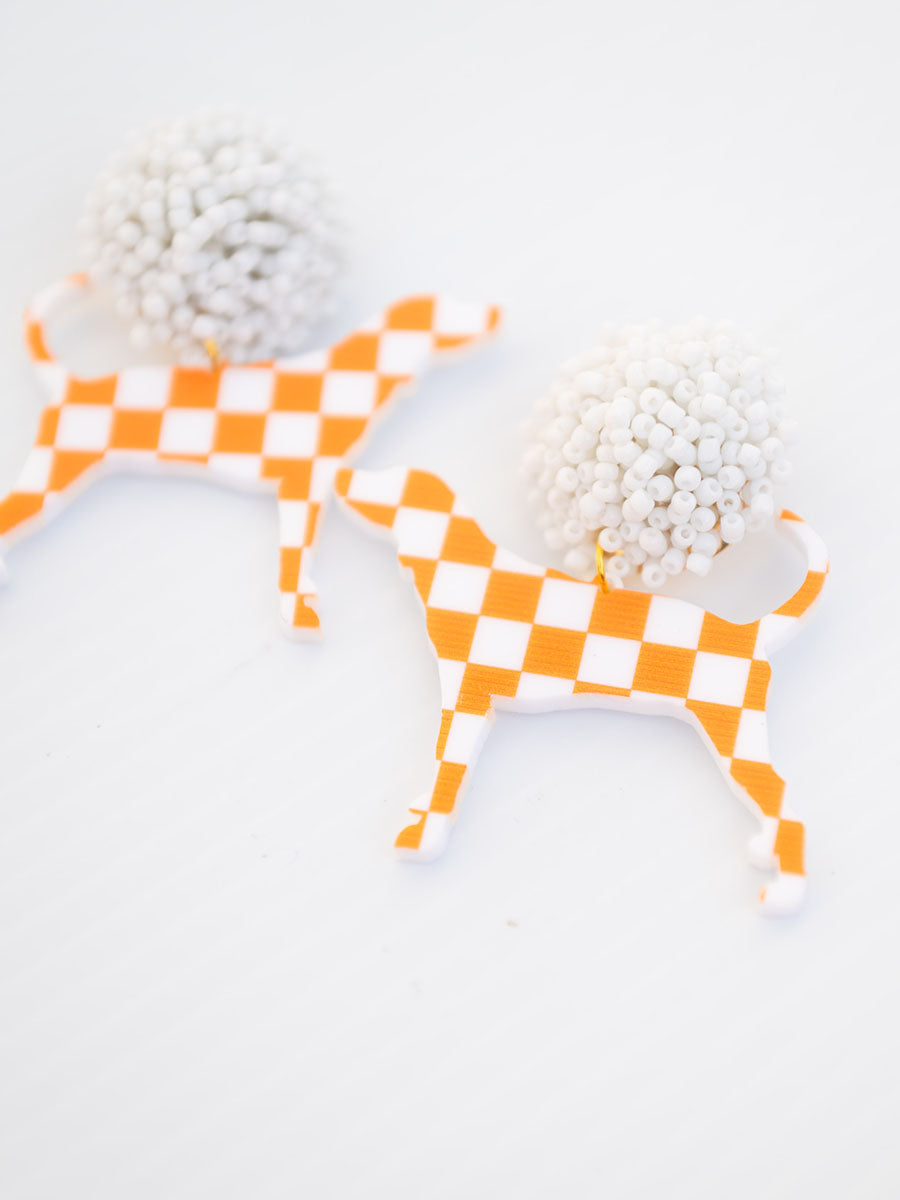 Checkered Tennessee Smokey Dog Earrings