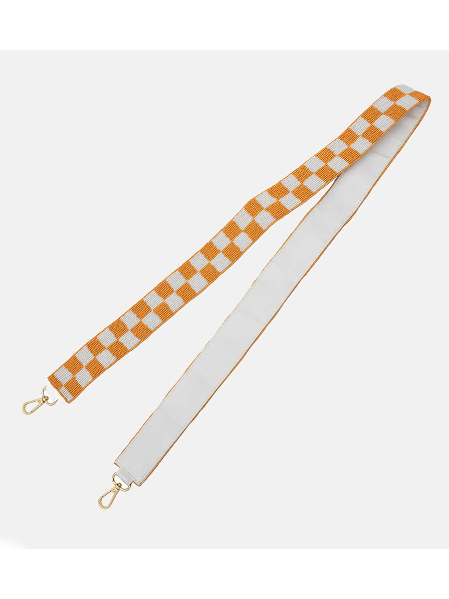 Orange and White Checkerboard Purse Strap