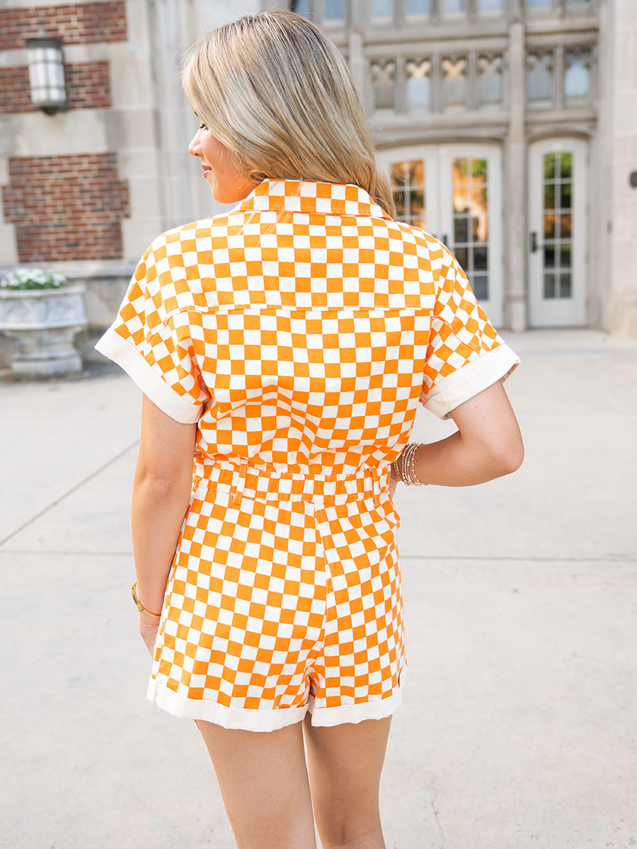 Checkerboard jumpsuit shorts on sale