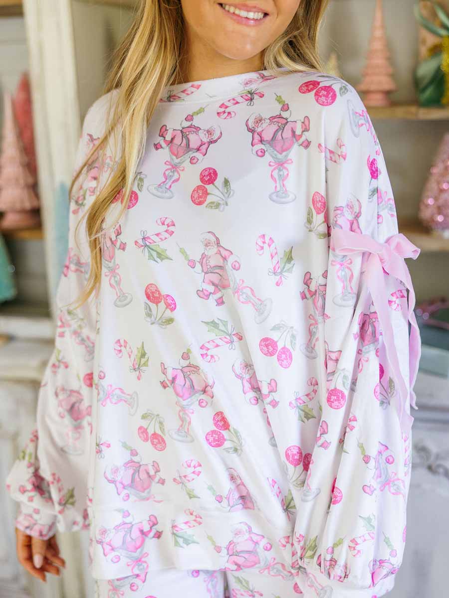 Cherry Santa Velour Sweatshirt & Joggers Set