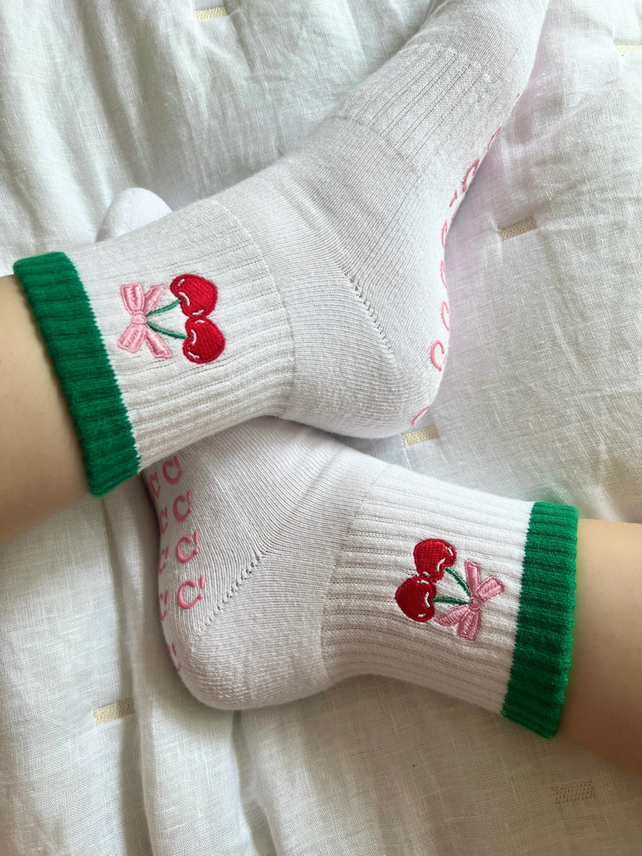 Gripper Ankle socks with cherries