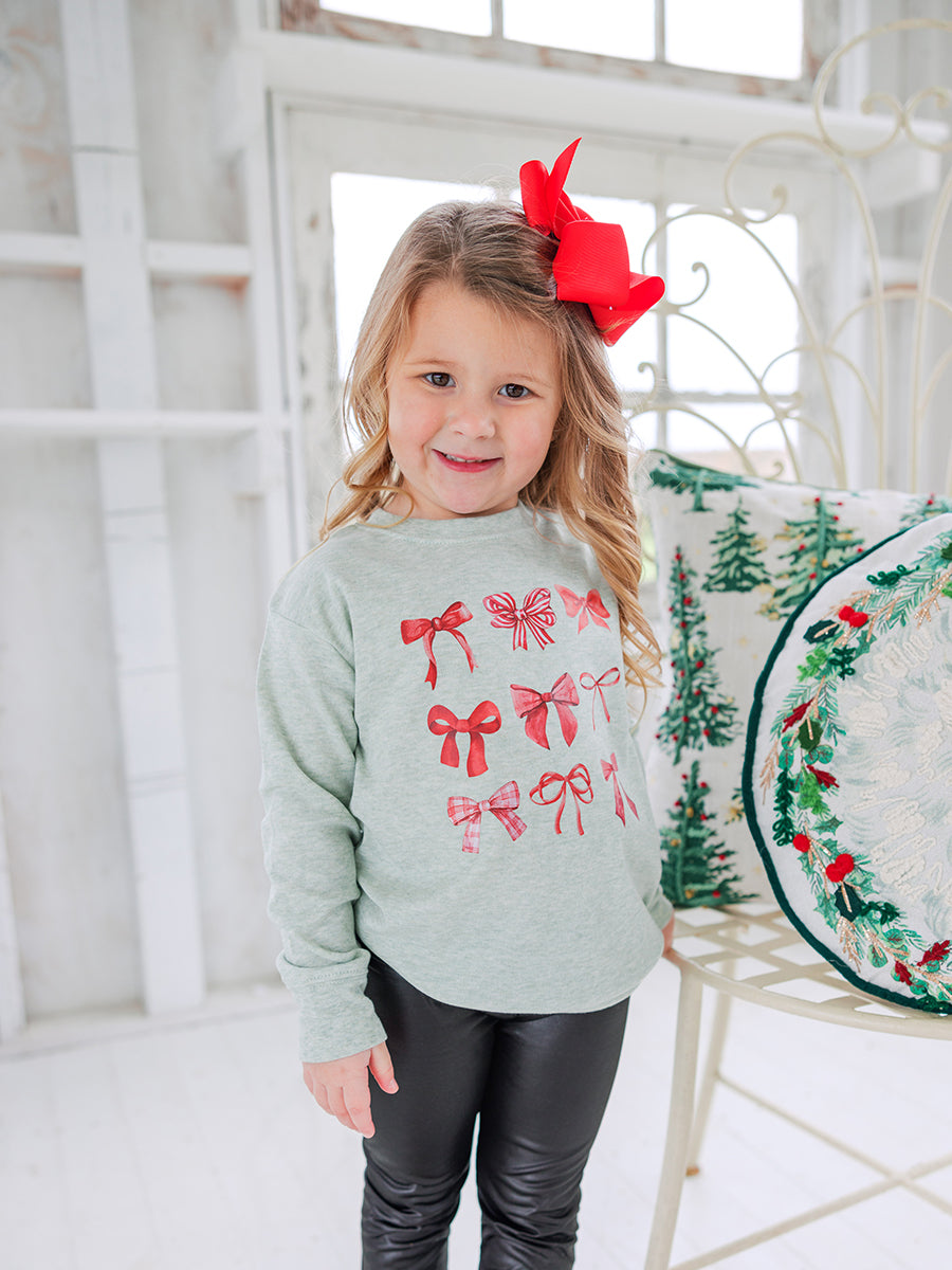 Kids Christmas Bows Crew Sweatshirt