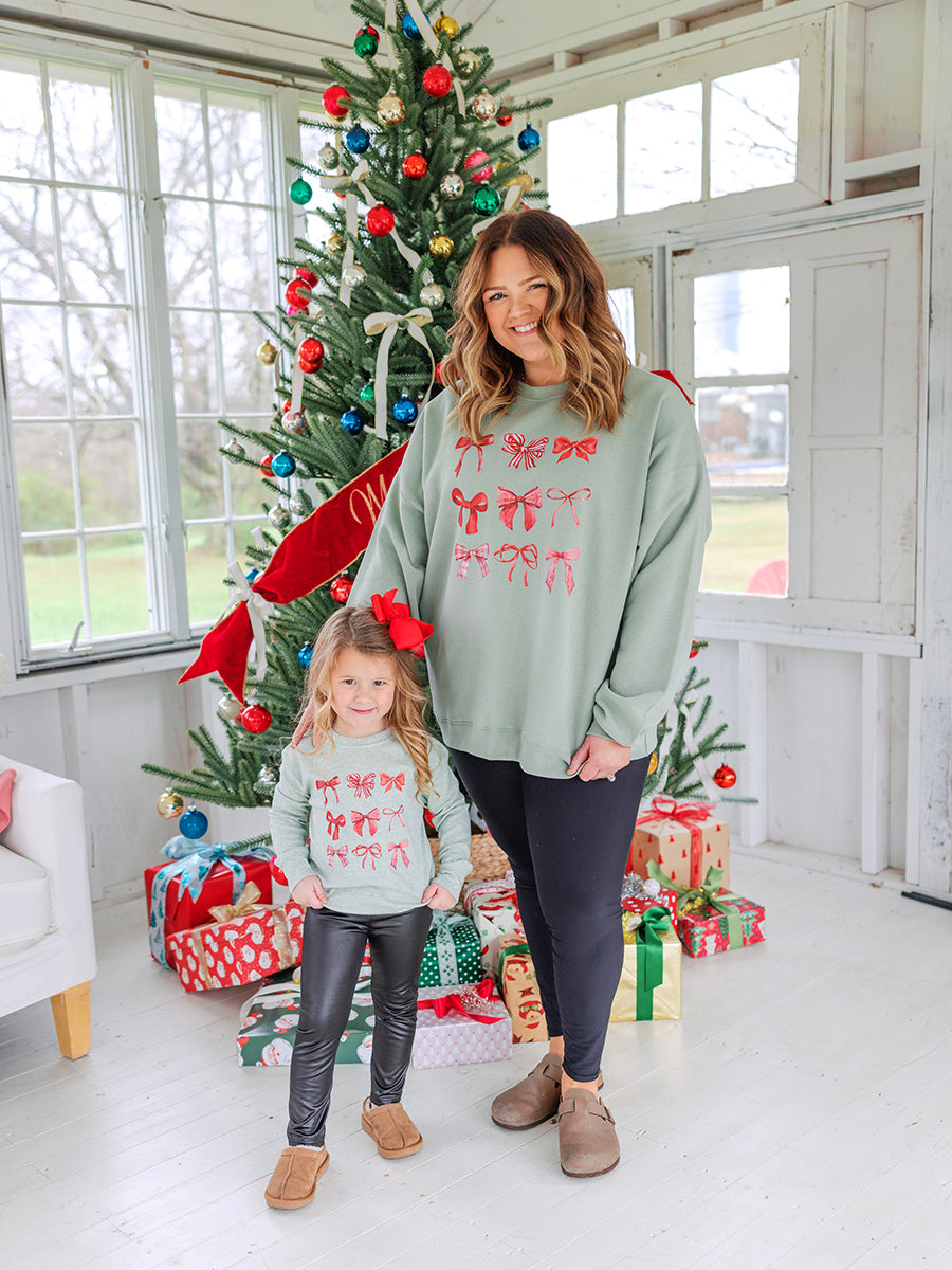 Matching Christmas Bows Crew Sweatshirts