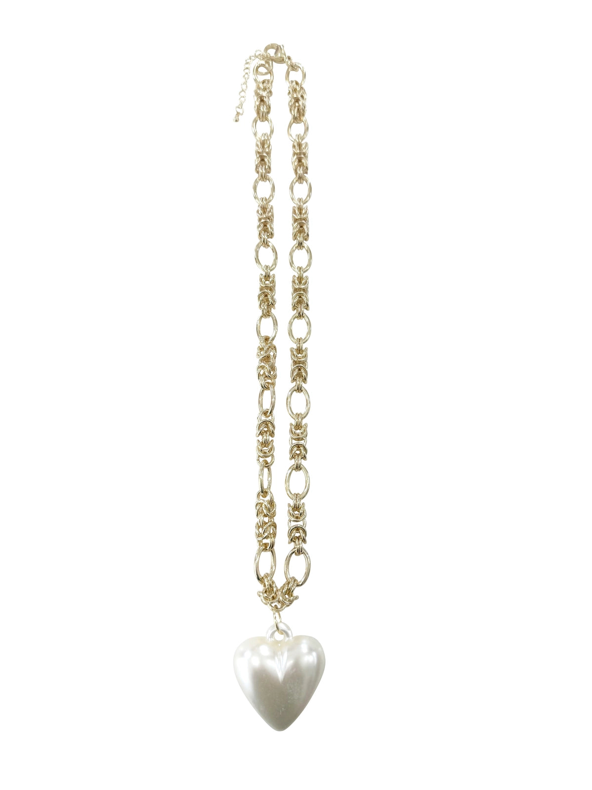 Clara Gold Chain Necklace with Pearl Heart Charm