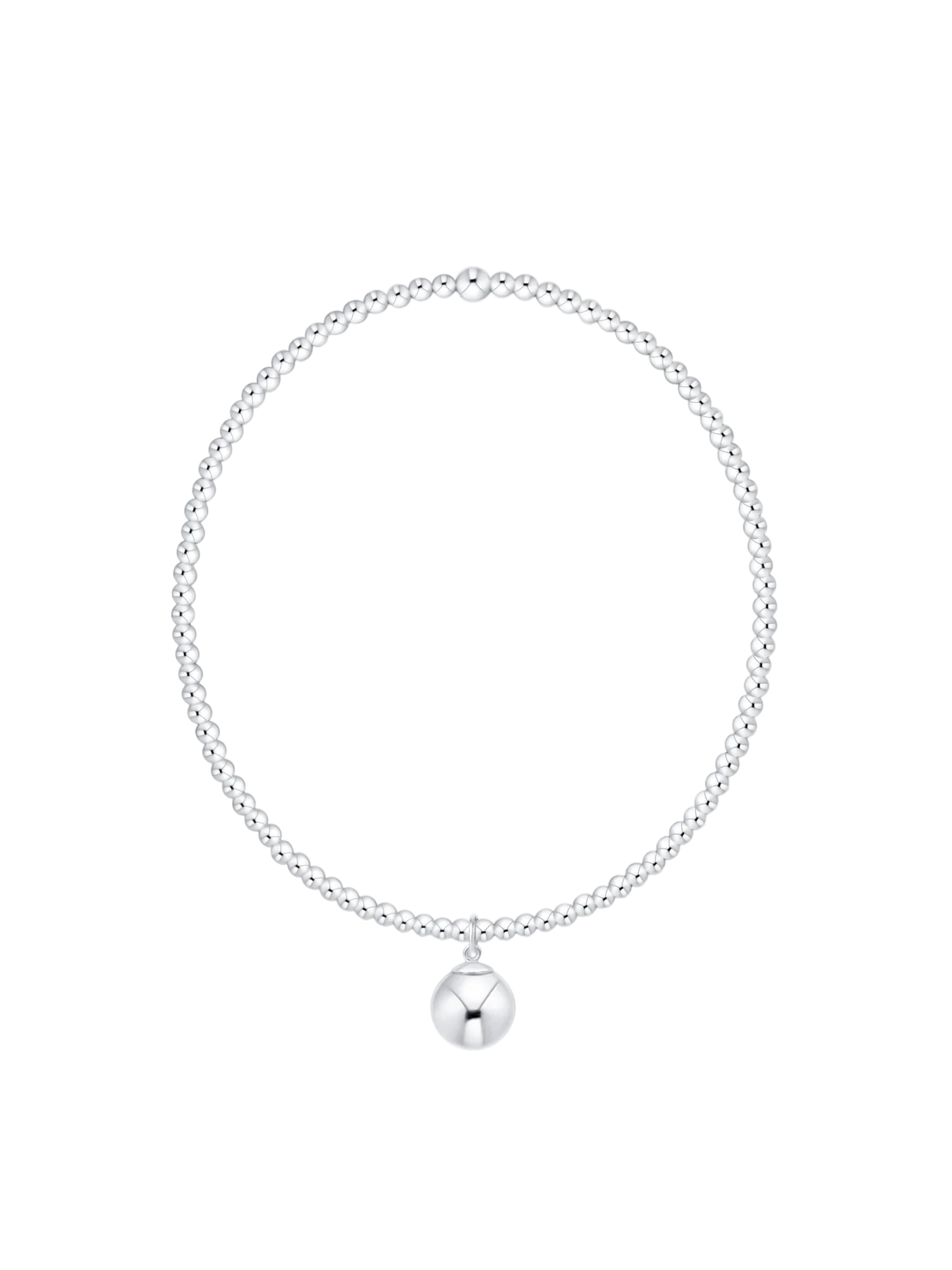 Classic Sterling 2mm Bracelet - 8mm Sterling Charm