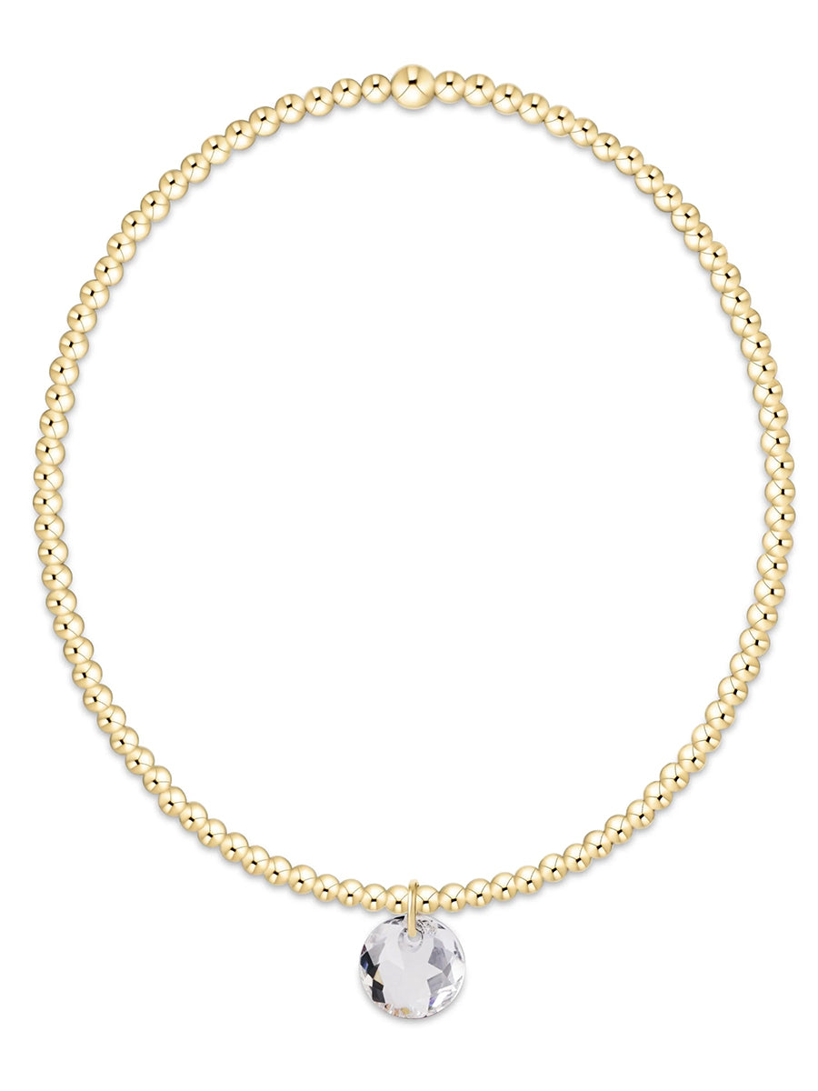 Classic Gold 2mm Bracelet-Small Reflection Charm (12 Colors)