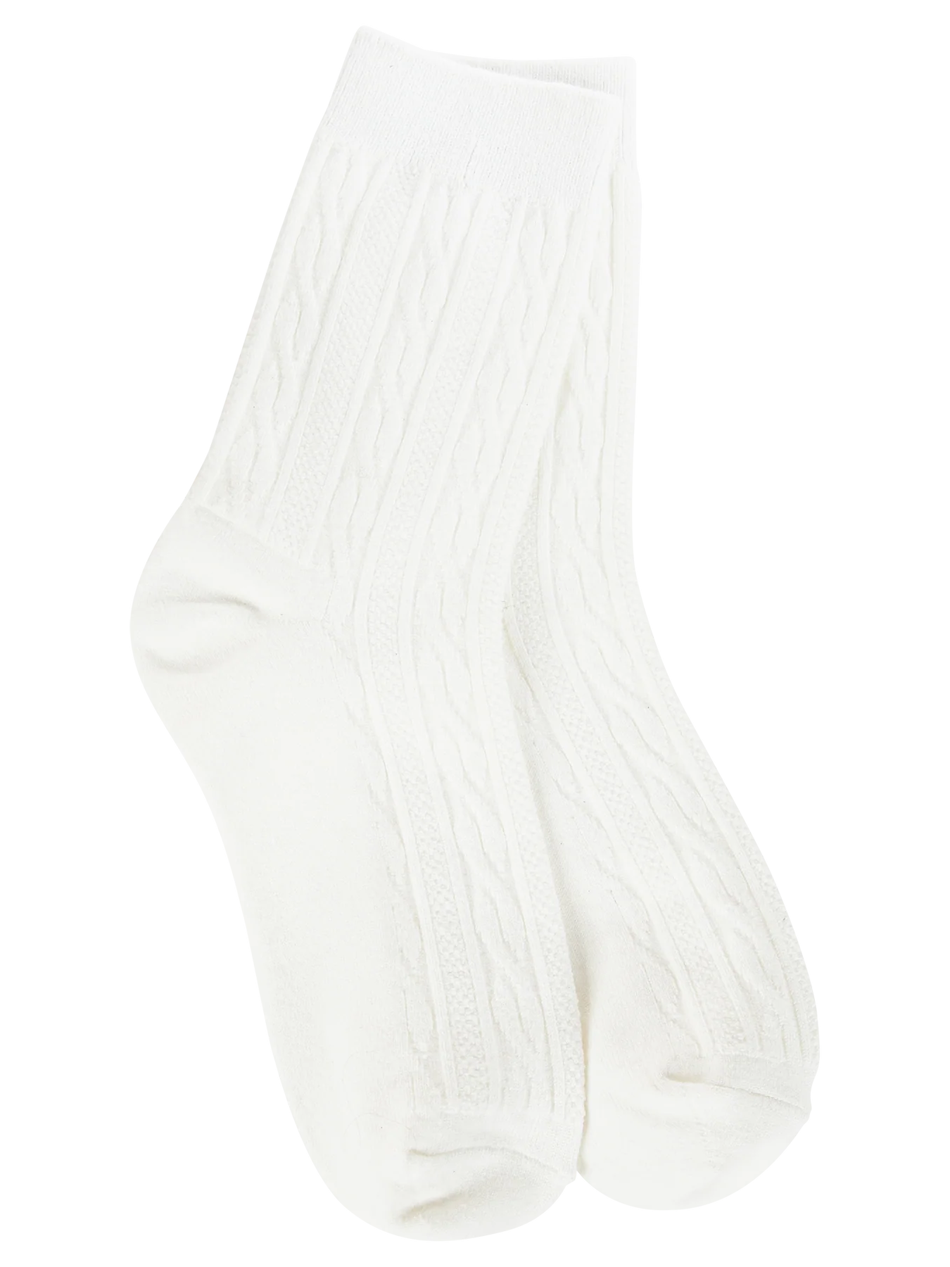 White Cable Crew Socks