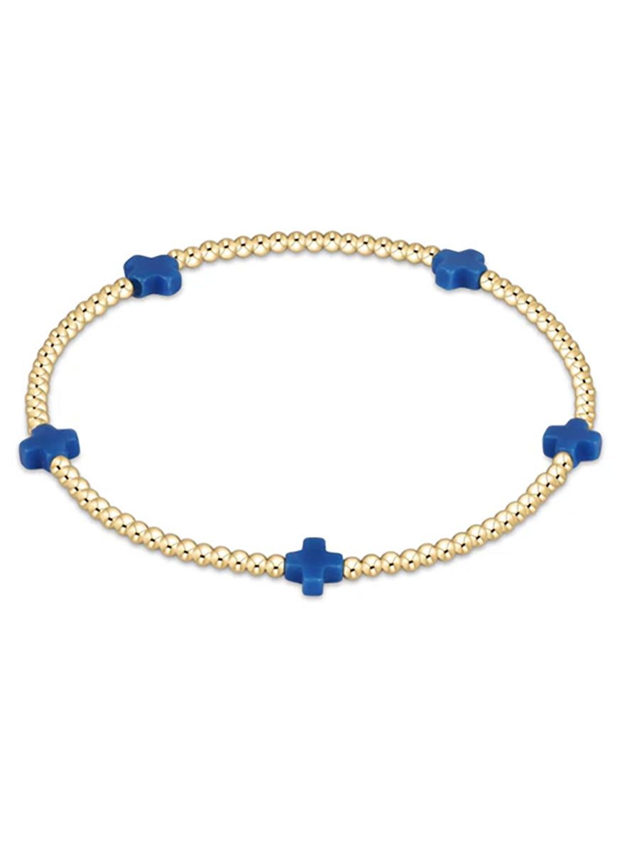 Small Signature Cross Bracelet 2mm, Gold (14 Colors)