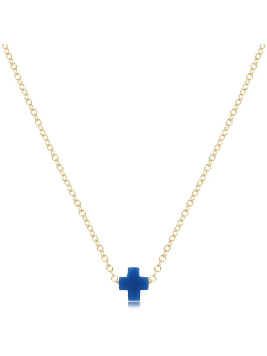 16" Small Signature Cross Necklace, Gold (12 Colors)