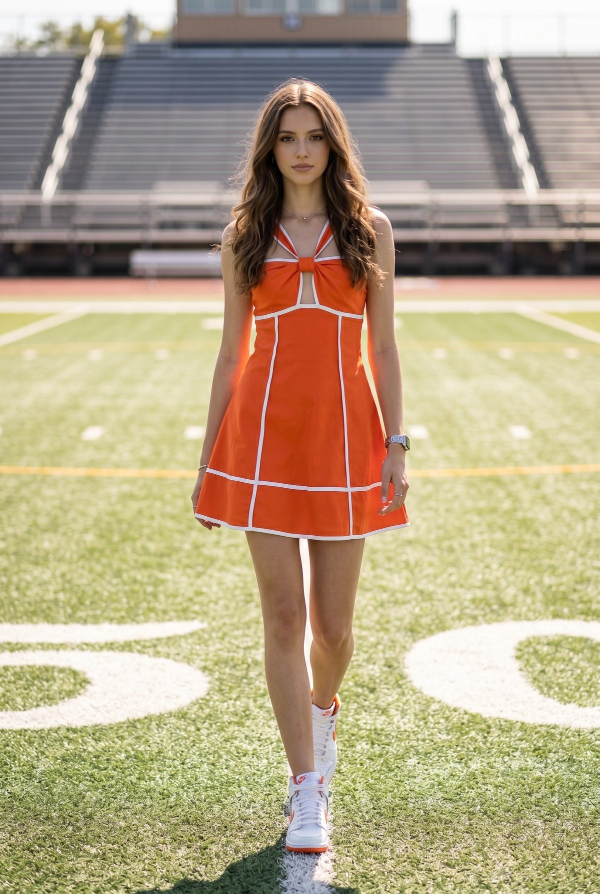 Linen Contrast Cutout Mini Dress