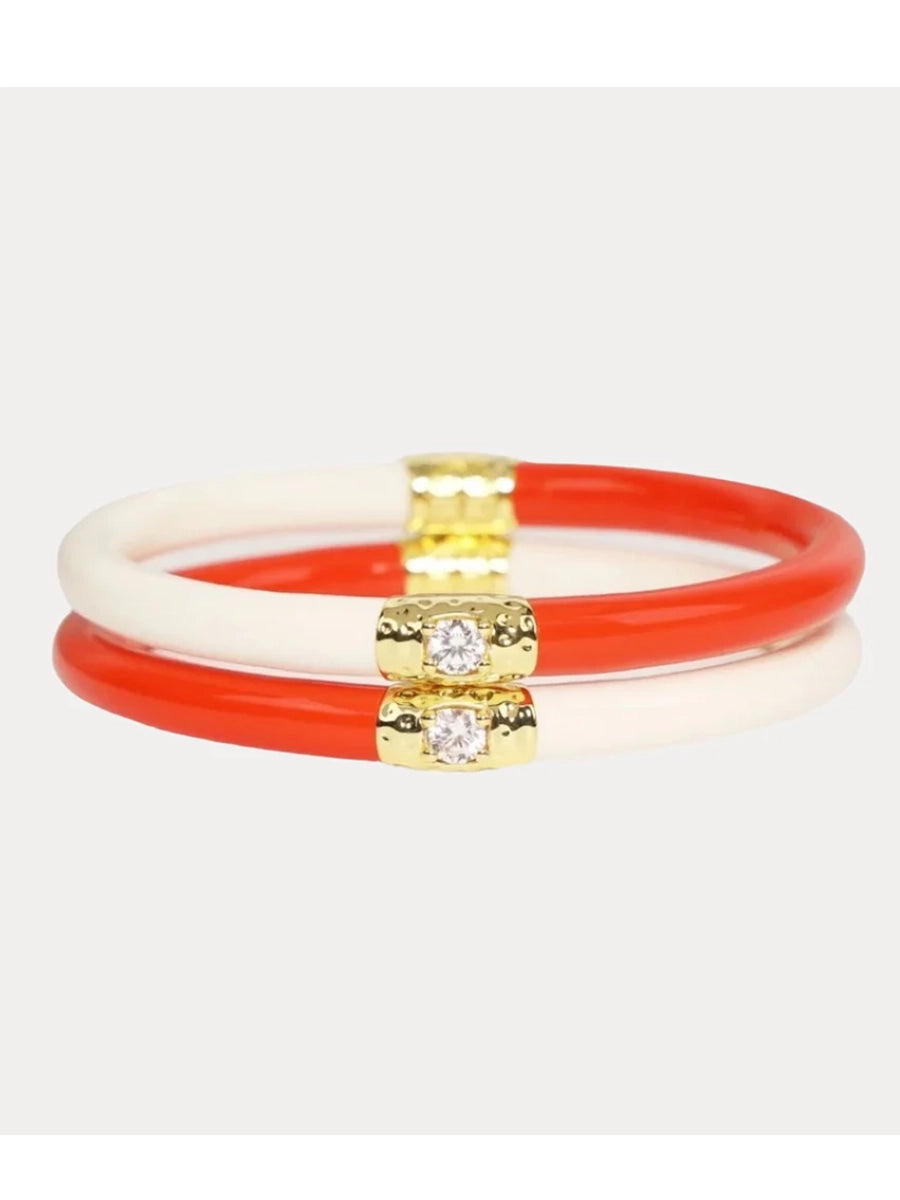 BuddhaGirl All Weather Bangles-Coral/Ivory-Small