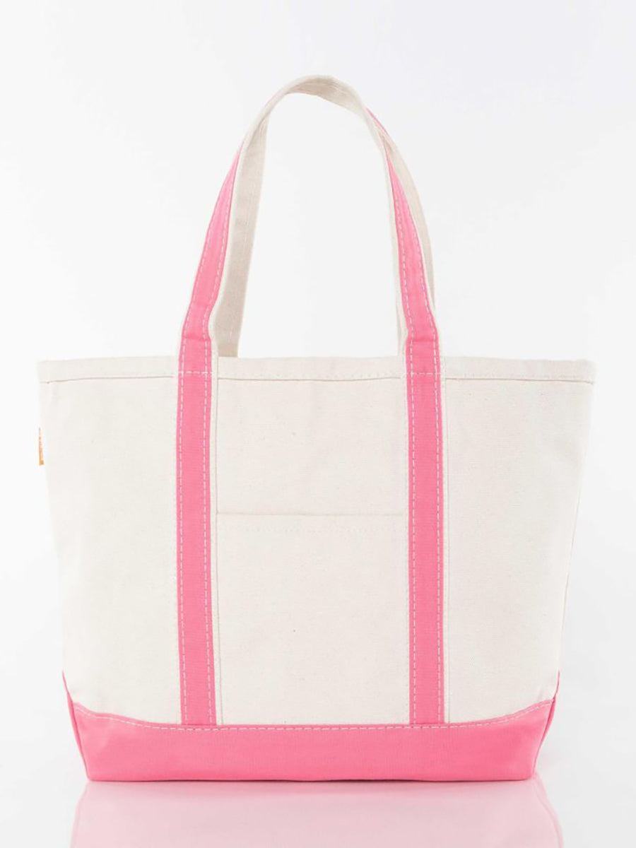 Pink Trimmed Canvas Medium Tote Bag