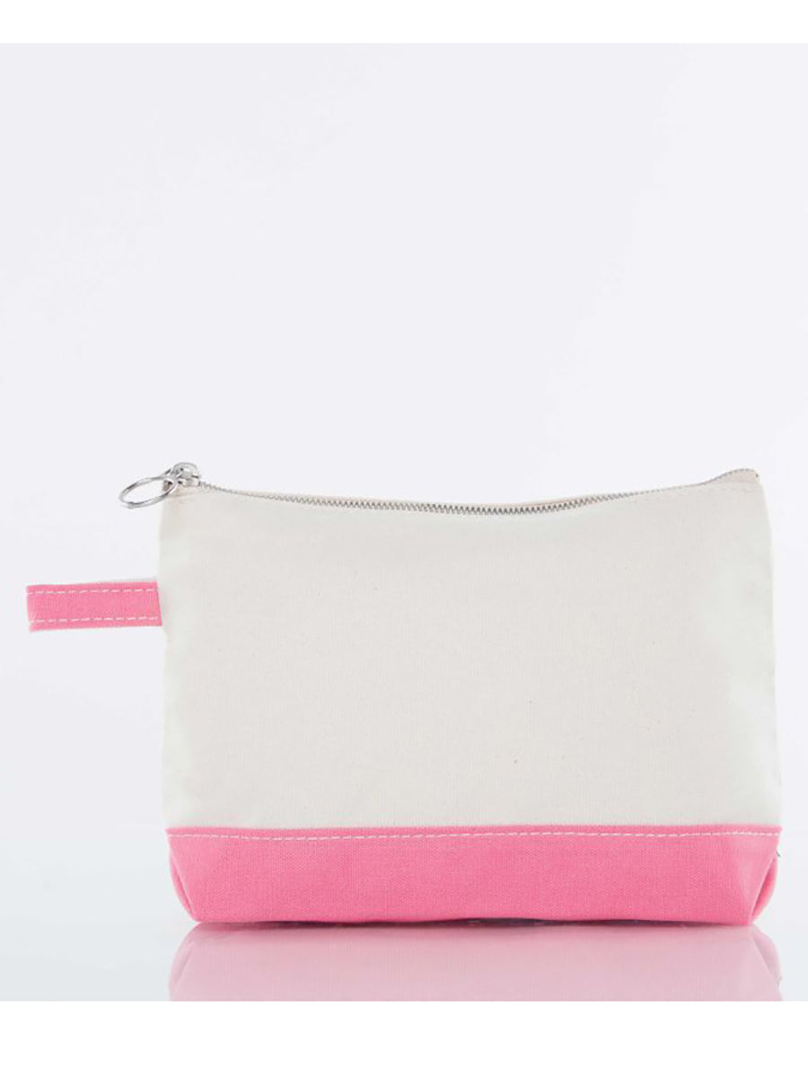 Canvas and Pink Makeup Bag