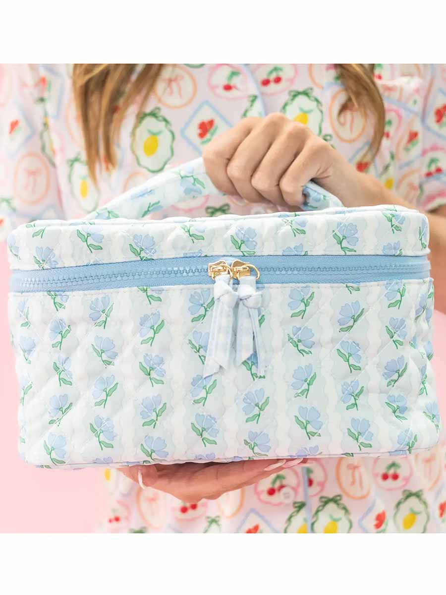 Blue Floral Cosmetic Bag w/ Handle **Doorbuster**
