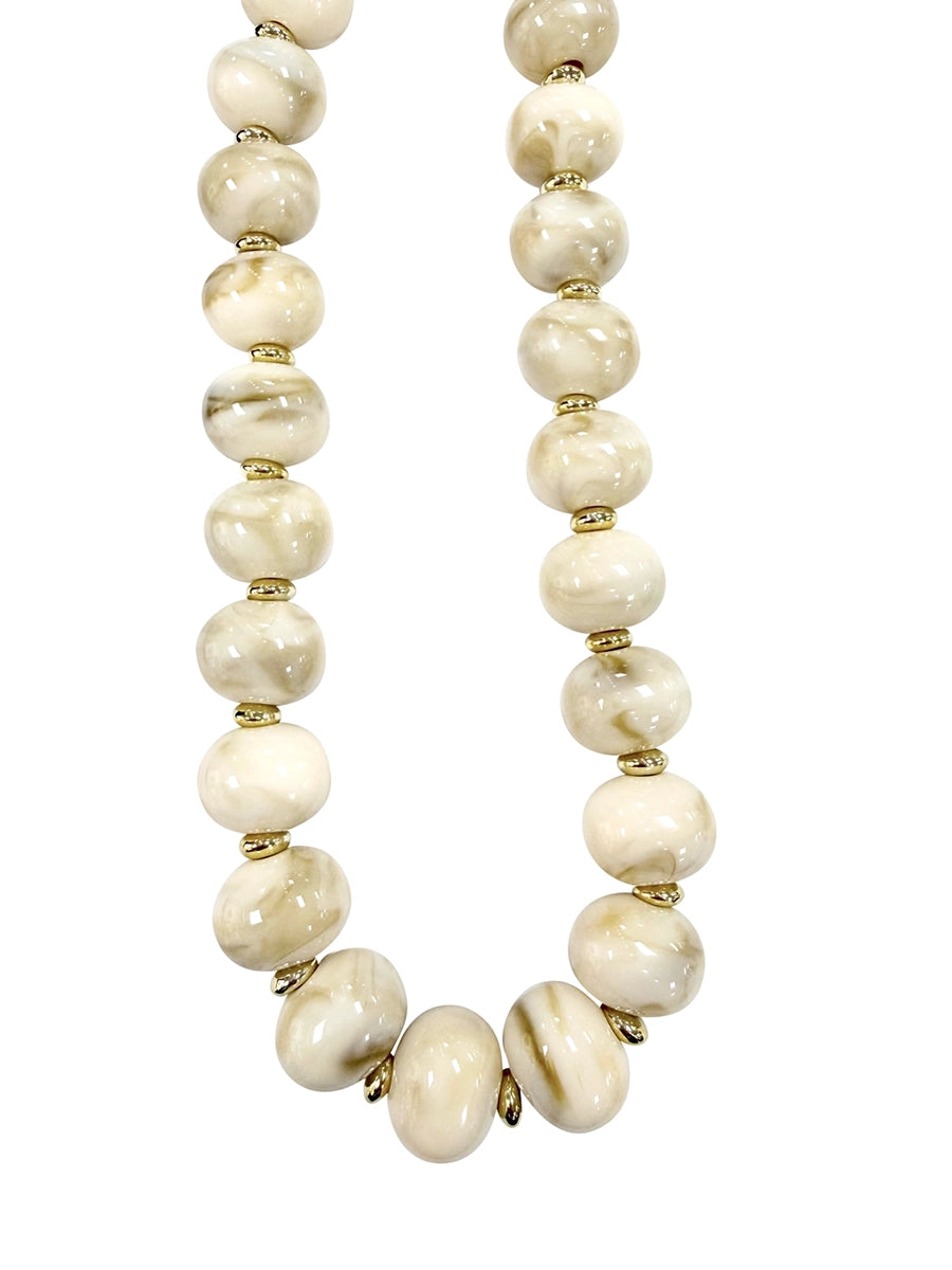 Marble Chunky Beaded Necklace- Cream