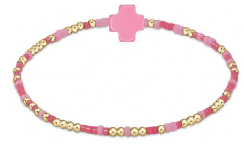 Pink Cross and Beads Girls Size Bracelet