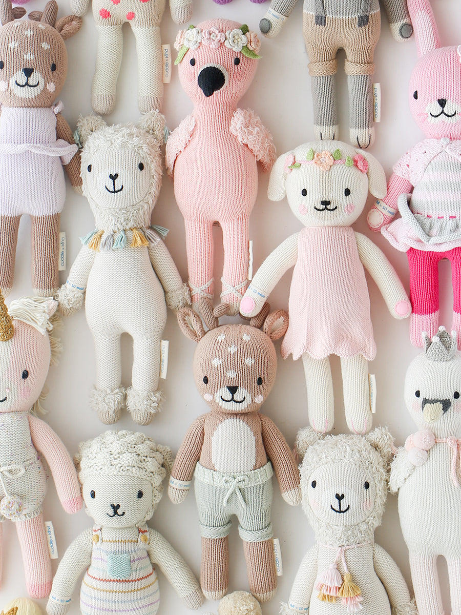 Close up of adorable handmade dolls