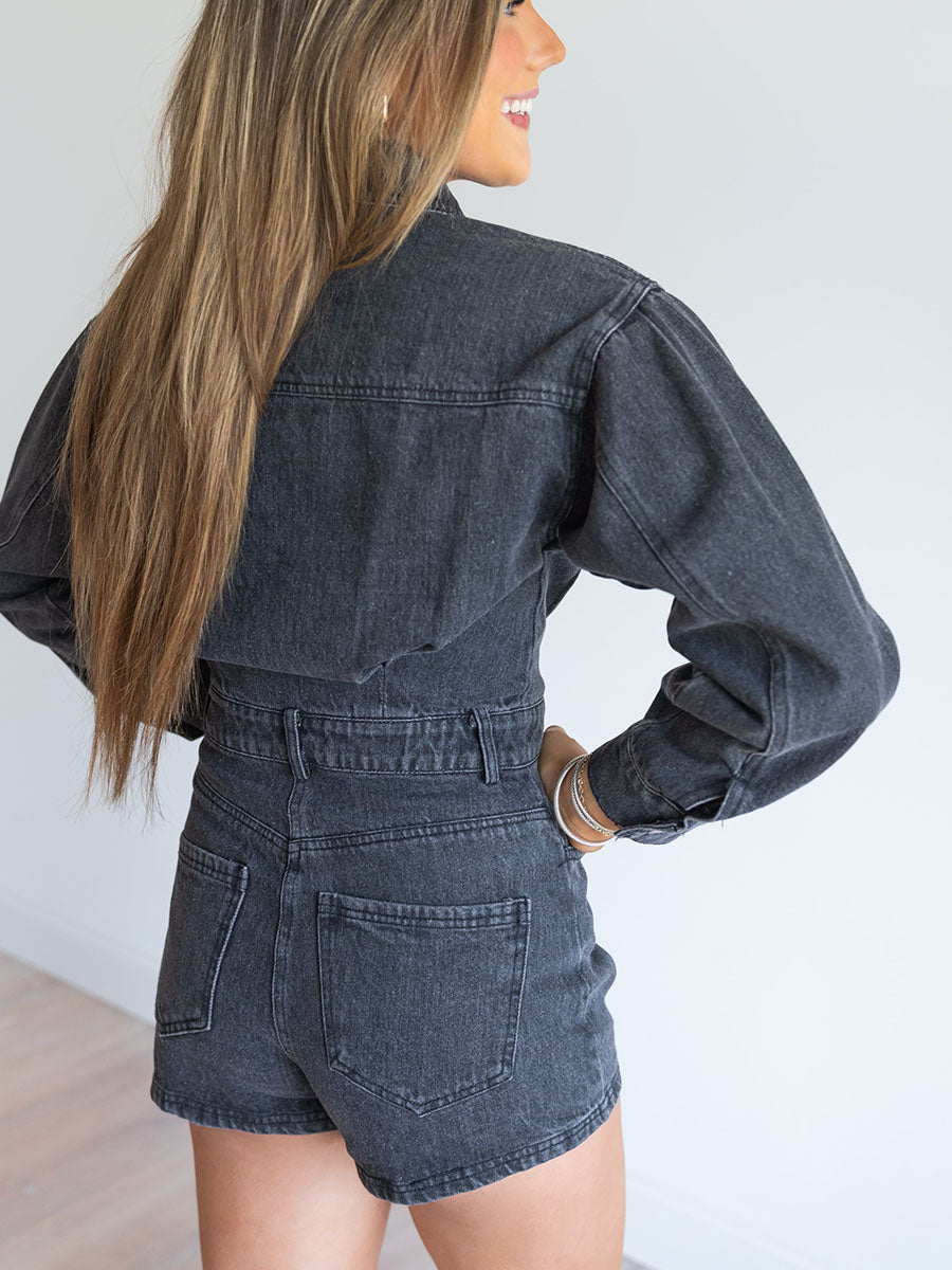 Black Denim Romper