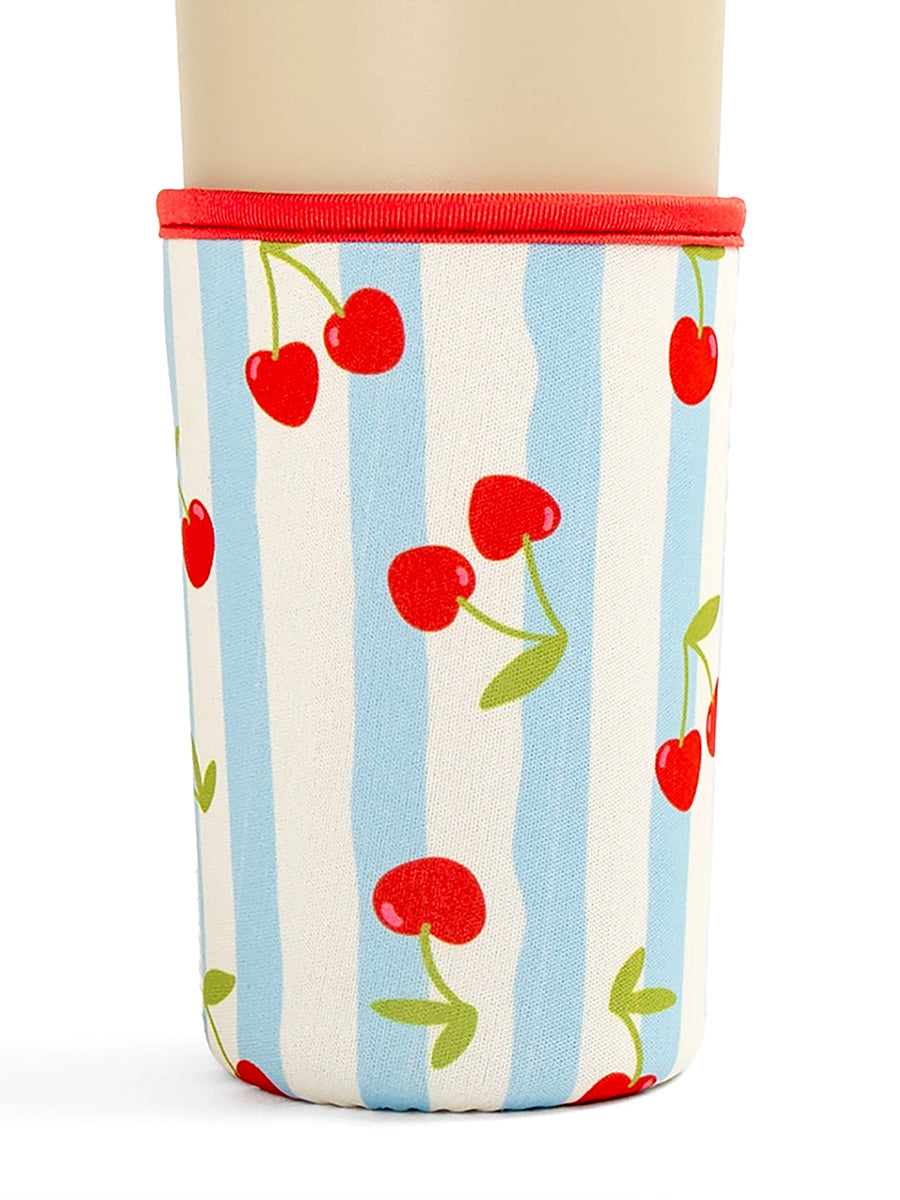 Striped and cherries drink sleeve