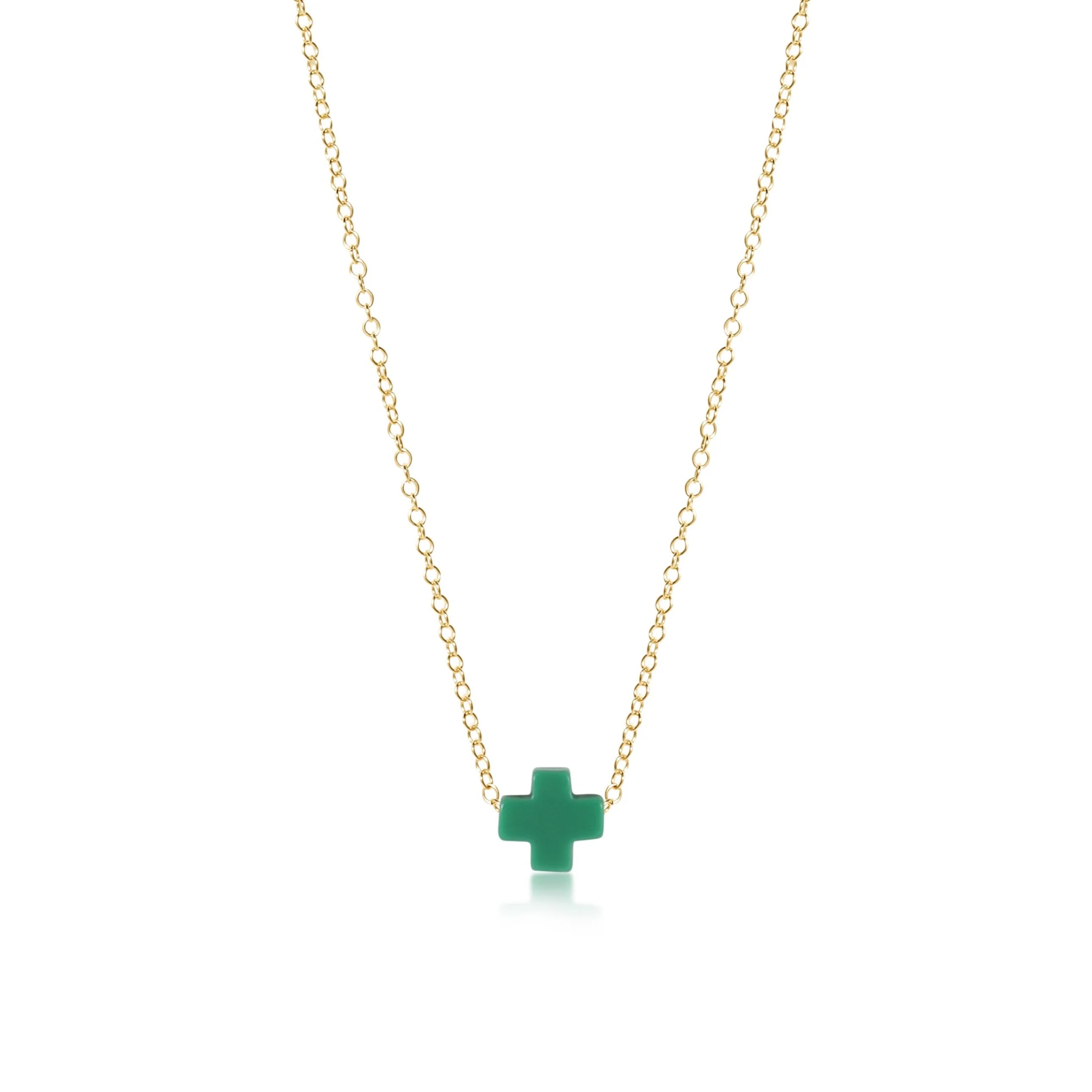 Emerald Green Cross E-Newton Necklace