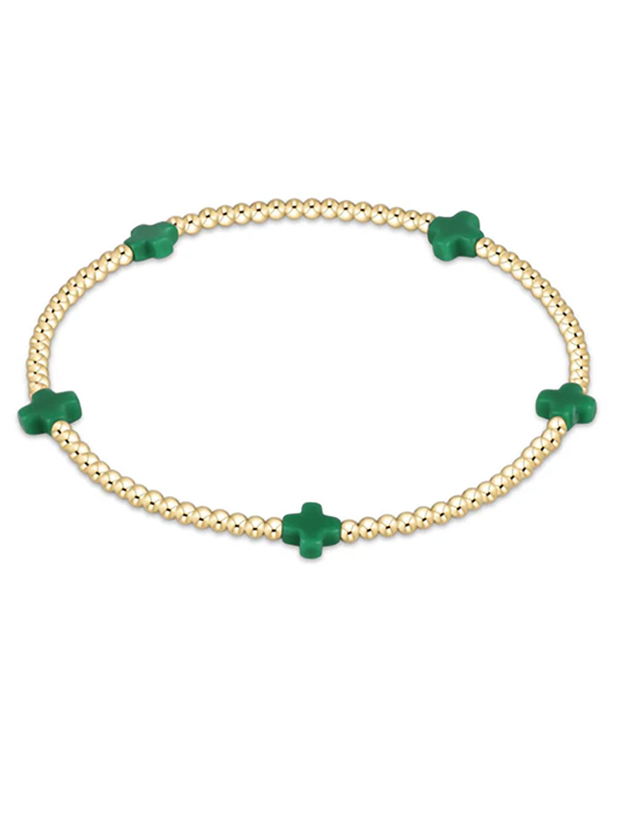 Small Signature Cross Bracelet 2mm, Gold (14 Colors)