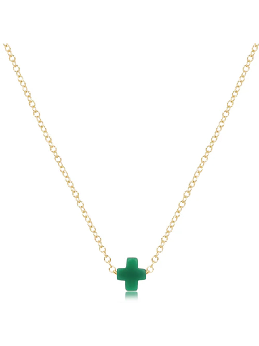 16" Small Signature Cross Necklace, Gold (12 Colors)